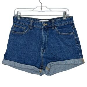 ZARA Jean High Waist Denim Shorts Rolled Hem Original Jeans